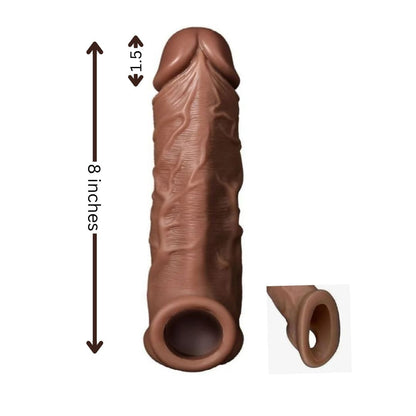 Brown Realistic Penis Sleeve 8 Inches